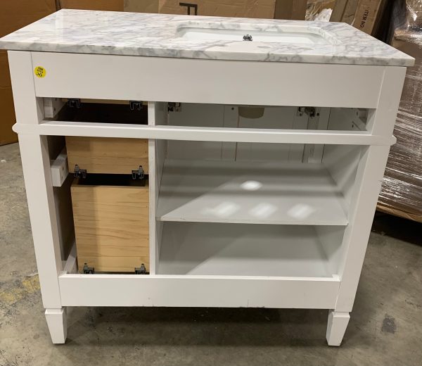 Lakeland 36  Single Bathroom Vanity Set White Marble Top 1152CDR Fashion - Image 5