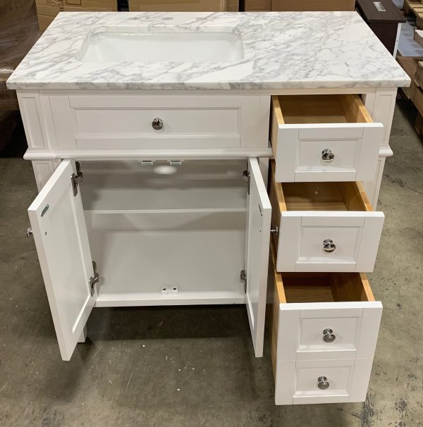 Lakeland 36  Single Bathroom Vanity Set White Marble Top 1152CDR Fashion - Image 4