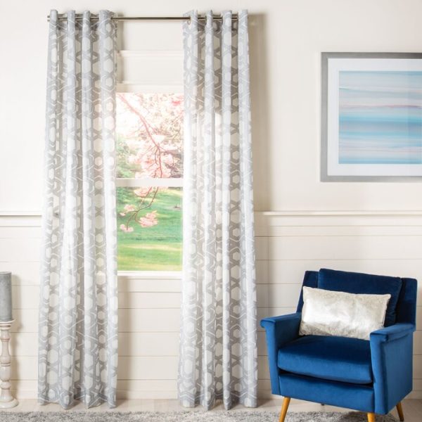 Knushevia Geometric Semi-Sheer Grommet Single Curtain Panel (Set of 2) #ND1094 Online Hot Sale