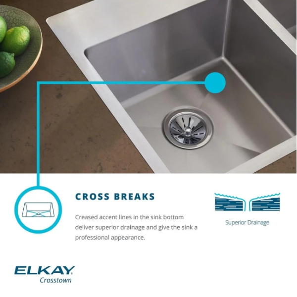 Elkay Crosstown 18-1 2  Undermount Single Basin Stainless Steel Kitchen Sink with Basin Rack and Basket Strainer MRM460 For Sale