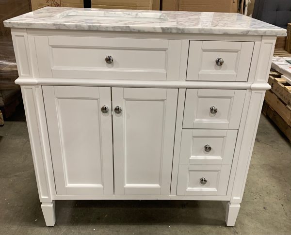 Lakeland 36  Single Bathroom Vanity Set White Marble Top 1152CDR Fashion - Image 3
